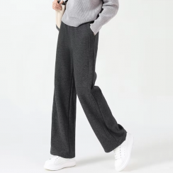 2 Prs Winter Womens High Waist Wide Leg Casual Trousers