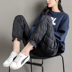 3 Prs Winter Women Warm Padded Puffer Quilted Harem Trousers with Pockets