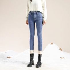 10 Prs Winter Thick Women High Waist Skinny Jeans